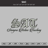 Sac Text Embroidery File 6 sizes
