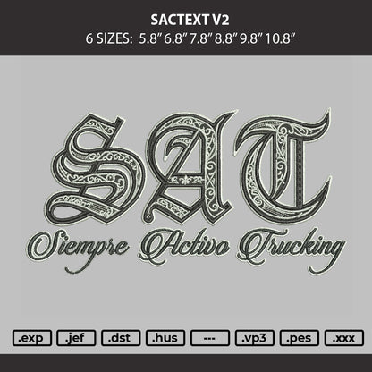 Sectext V2 Embroidery Machine Design File 6 sizes