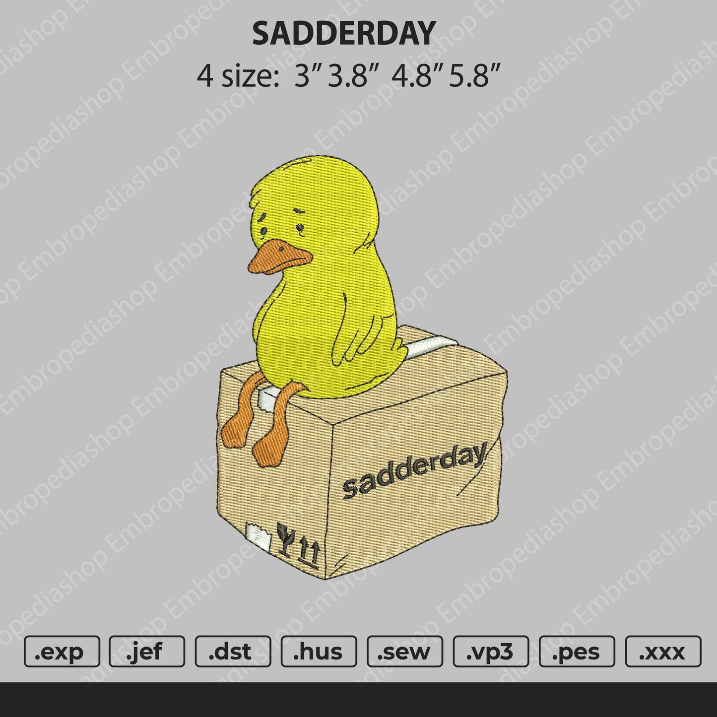 Sadderday Embroidery File 4 size