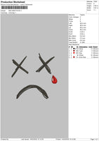Sad Emoticon Embroidery File 4 size