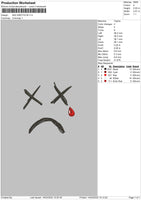 Sad Emoticon Embroidery File 4 size