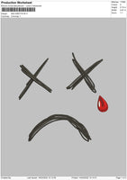 Sad Emoticon Embroidery File 4 size