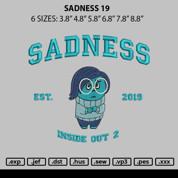 Sadness 19 Embroidery File 6 sizes