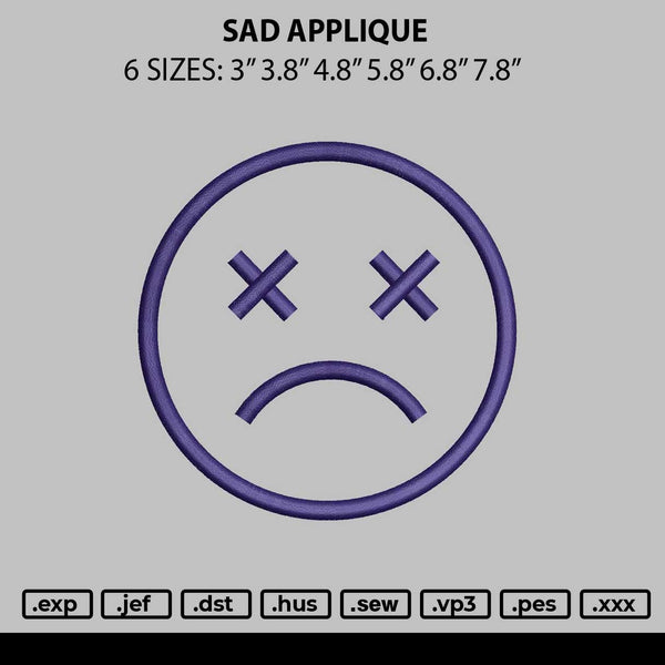 Sad App Embroidery File 6 sizes