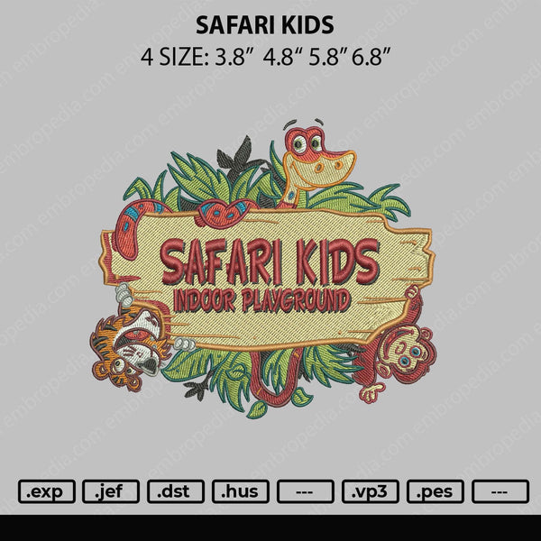 Safari Kids Embroidery File 4 sizes