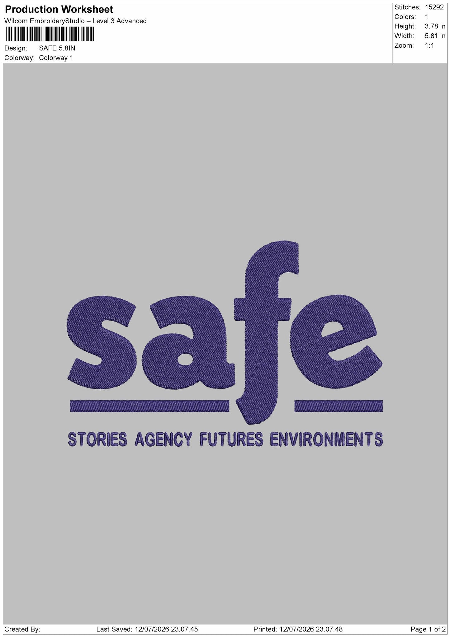 Safetext Embroidery Machine Design File 6 sizes