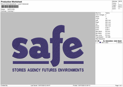 Safetext Embroidery Machine Design File 6 sizes