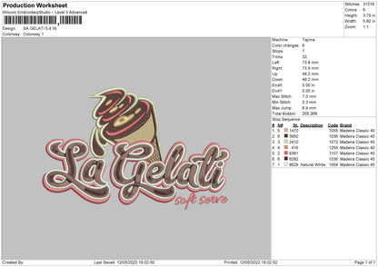 La Gelati Embroidery File 4 size