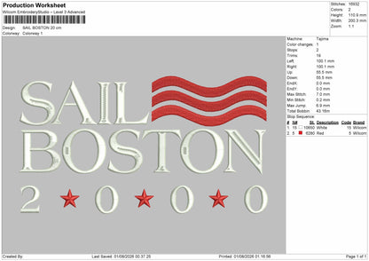 Boston Text 0108 Embroidery Machine Design File 6 sizes