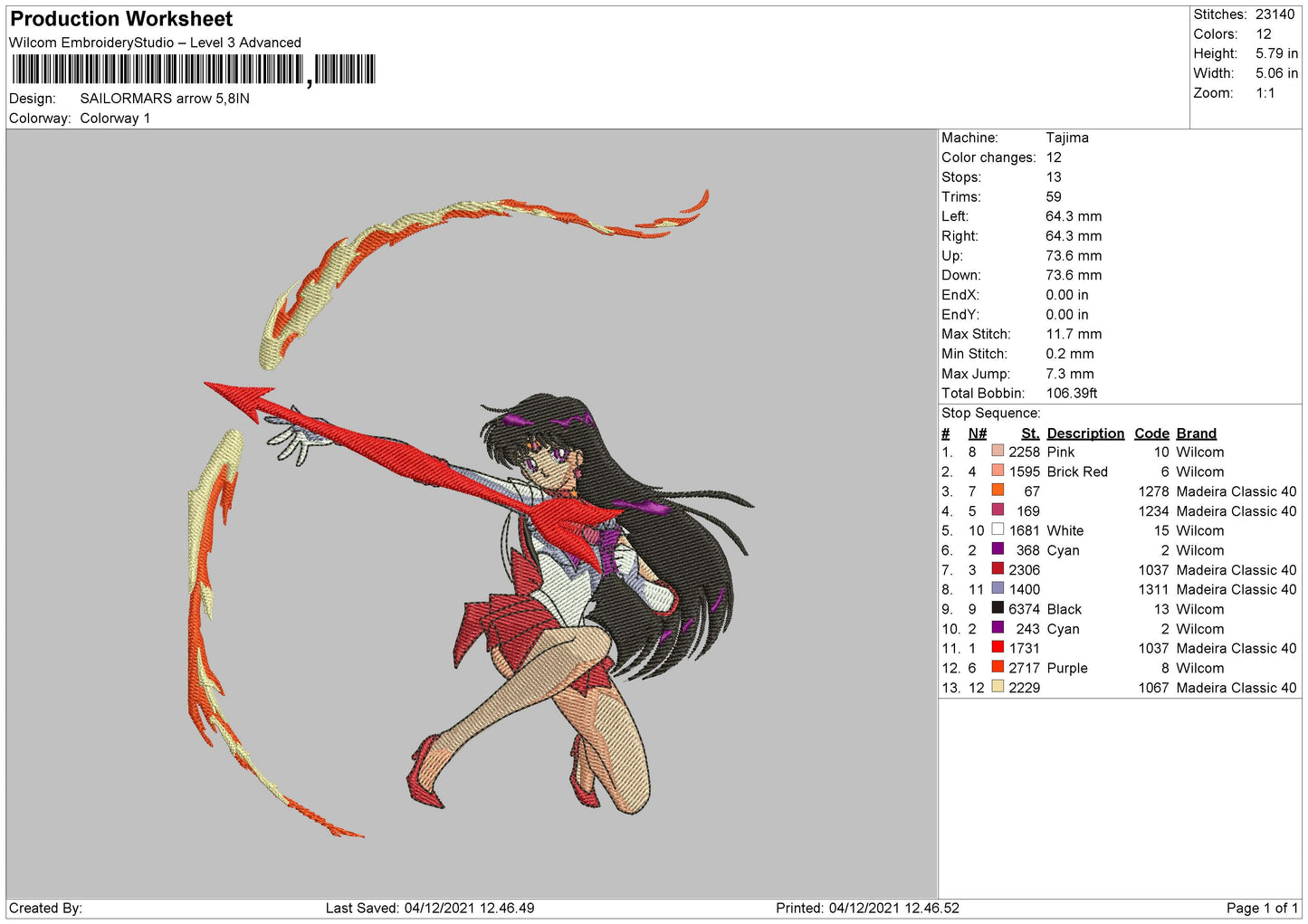 Sailormars Arrow Embroidery File 4 size