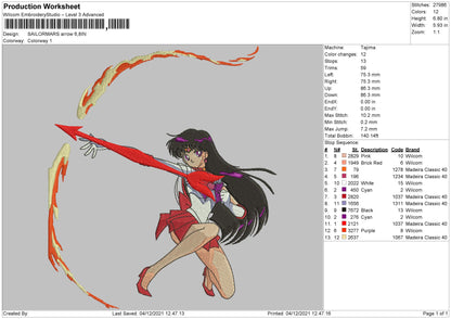 Sailormars Arrow Embroidery File 4 size
