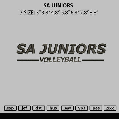Sa juniors Embroidery File 6 sizes