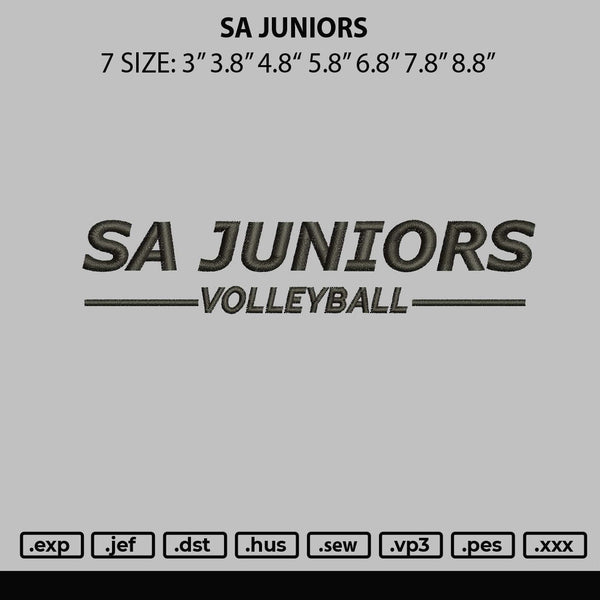 Sa juniors Embroidery File 6 sizes