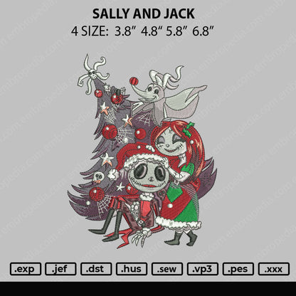 Sally And Jack Embroidery File 4 size