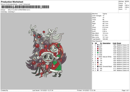 Sally And Jack Embroidery File 4 size