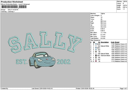 Sallytext V4 Embroidery File 6 sizes