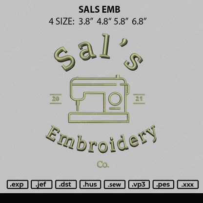 Sals EMB Embroidery File 4 size