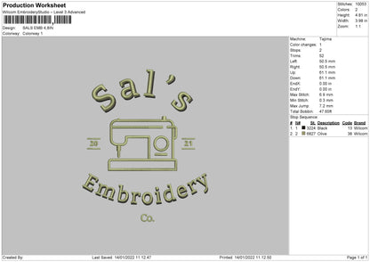 Sals EMB Embroidery File 4 size