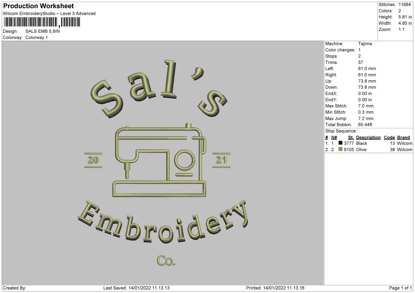 Sals EMB Embroidery File 4 size