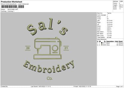 Sals EMB Embroidery File 4 size