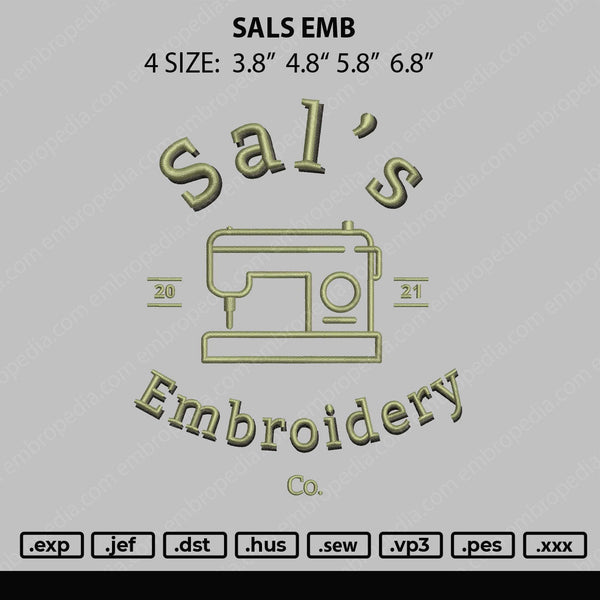 Sals EMB Embroidery File 4 size