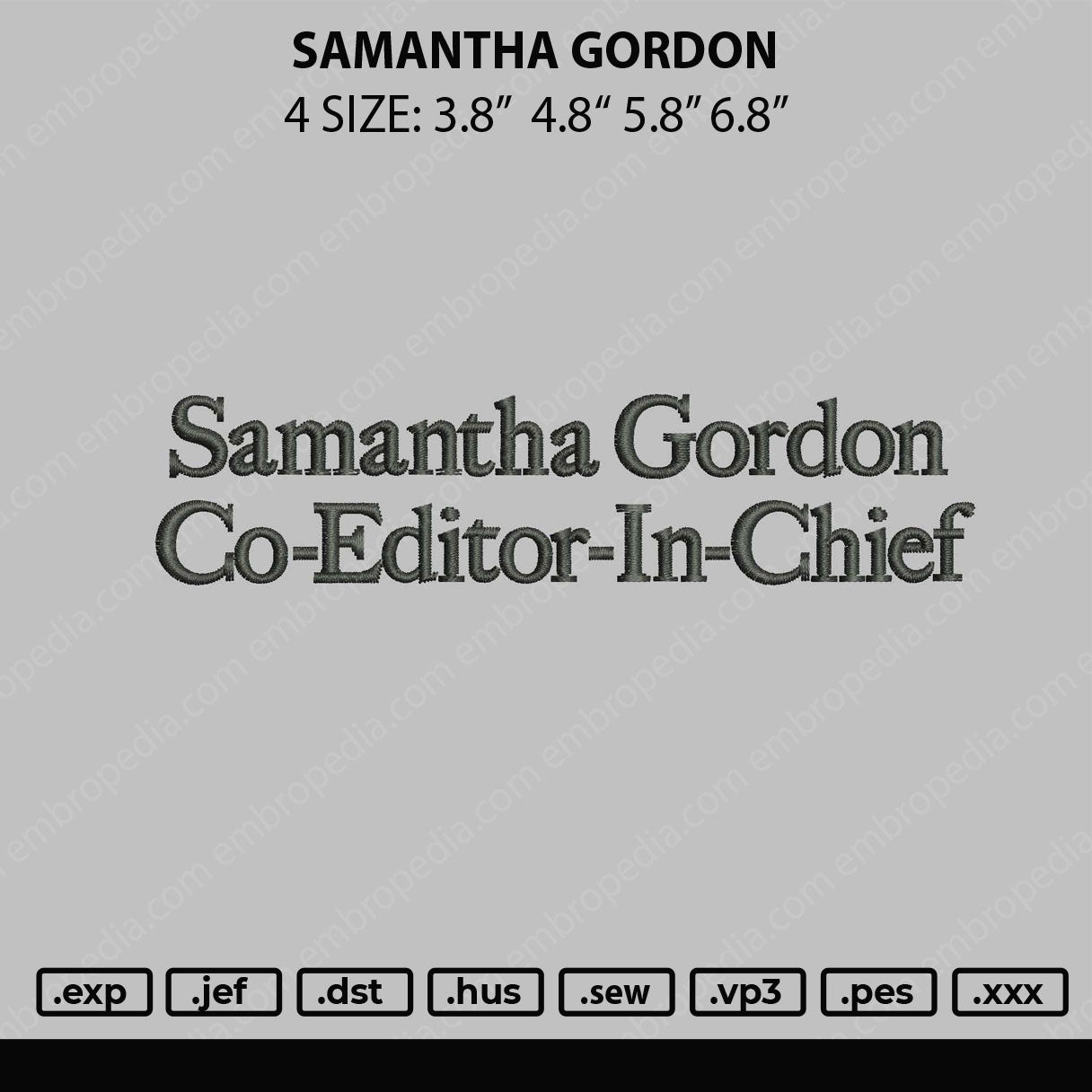 Samantha Gordon Embroidery File 4 size