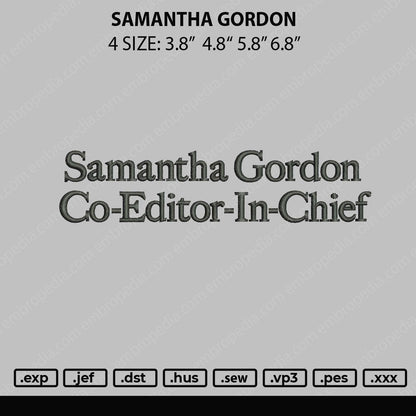Samantha Gordon Embroidery File 4 size