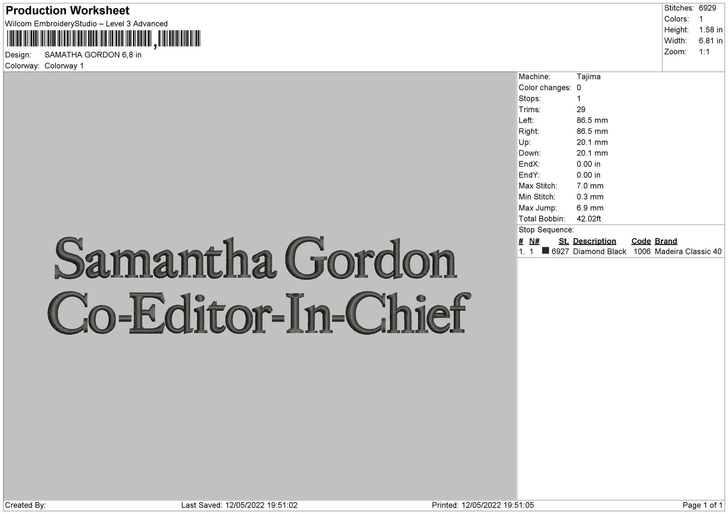 Samantha Gordon Embroidery File 4 size