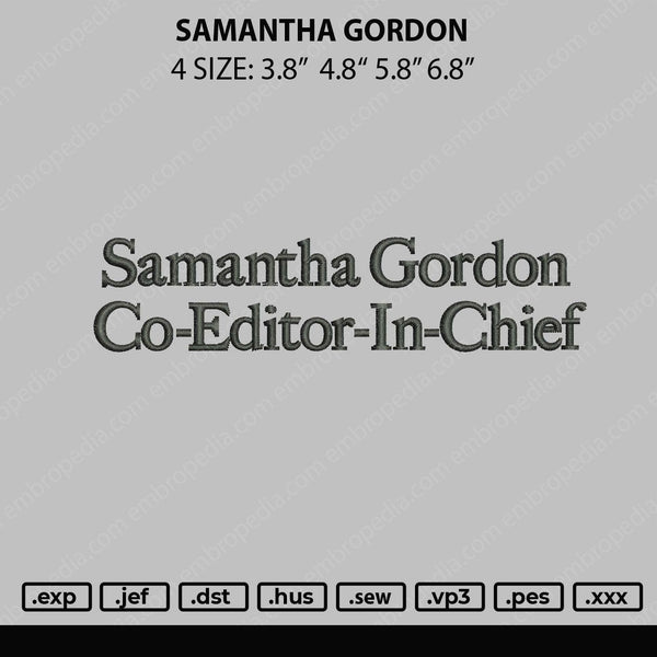Samantha Gordon Embroidery File 4 size