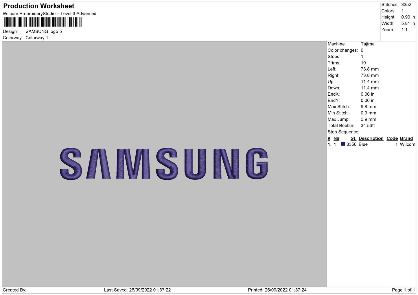 Samsung L Embroidery File 5 sizes