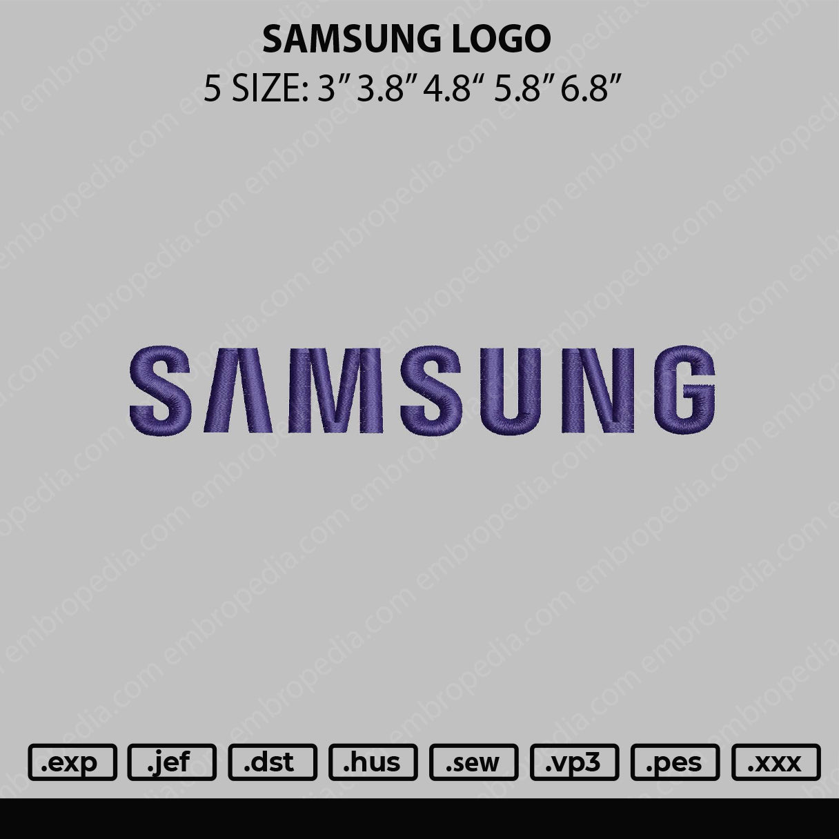 Samsung L Embroidery File 5 sizes