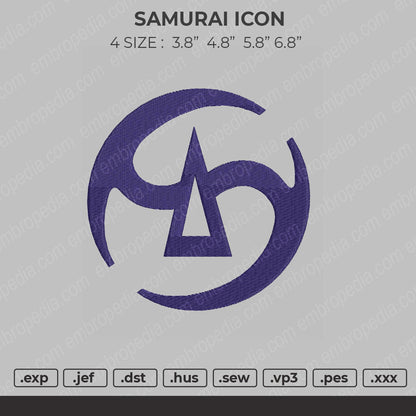 Samurai Icon Embroidery File 4 size