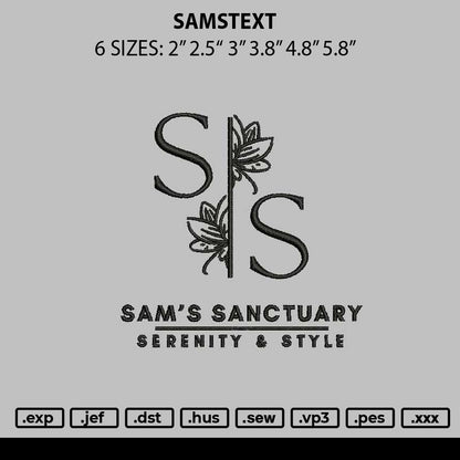 Samstext Embroidery File 6 sizes
