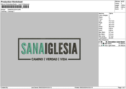 Sanaiglesiatext Embroidery File 6 sizes