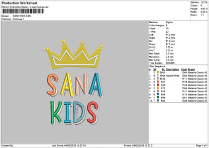 Sanatext Embroidery File 6 sizes