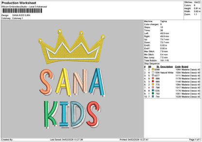 Sanatext Embroidery File 6 sizes