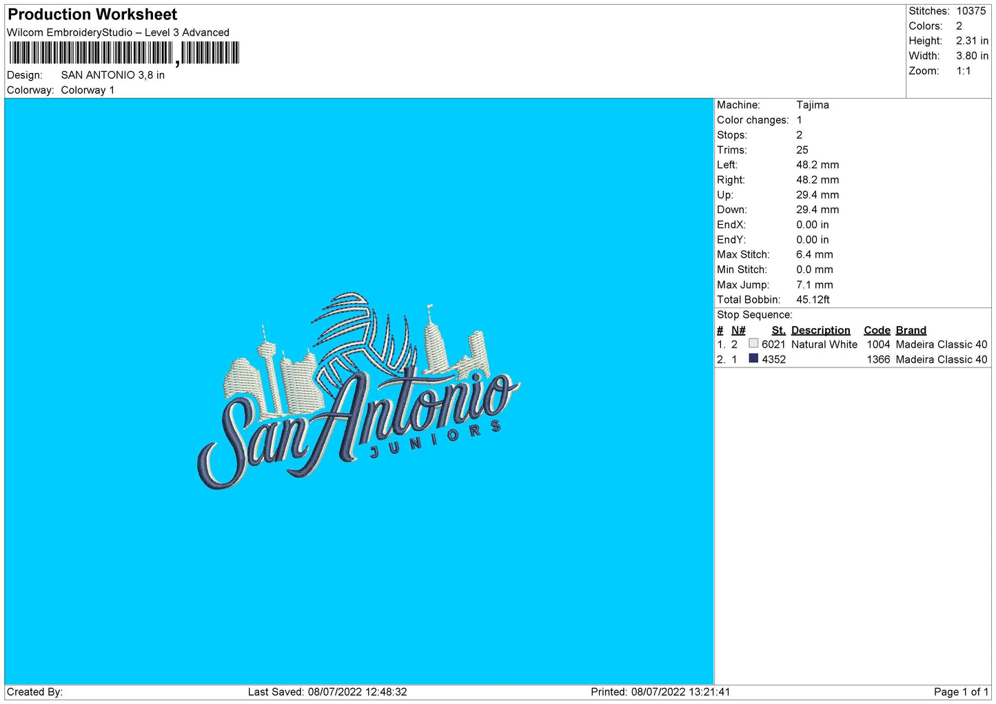 San Antonio Embroidery File 4 sizes