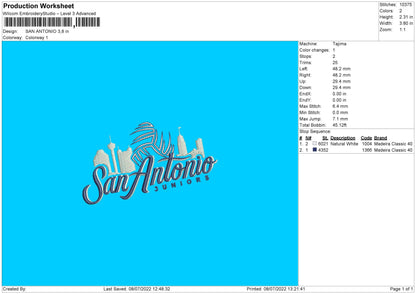 San Antonio Embroidery File 4 sizes