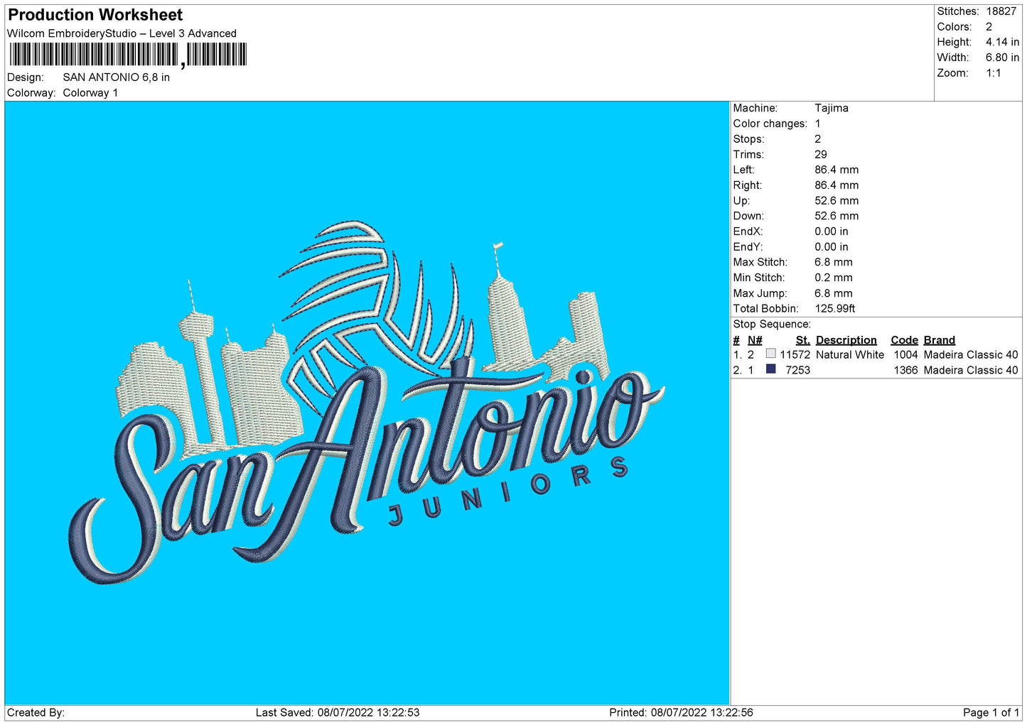 San Antonio Embroidery File 4 sizes