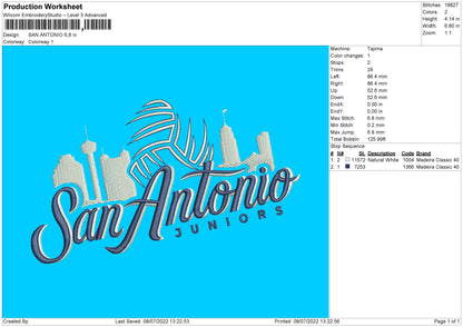 San Antonio Embroidery File 4 sizes
