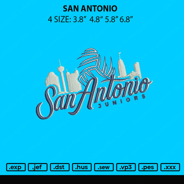 San Antonio Embroidery File 4 sizes