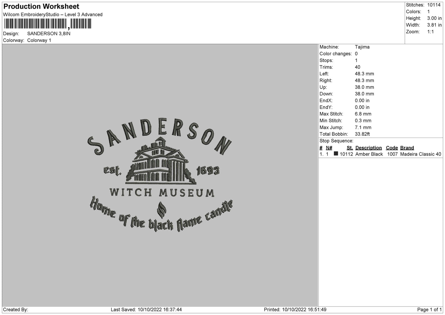 Sanderson Emboidery File 6 sizes