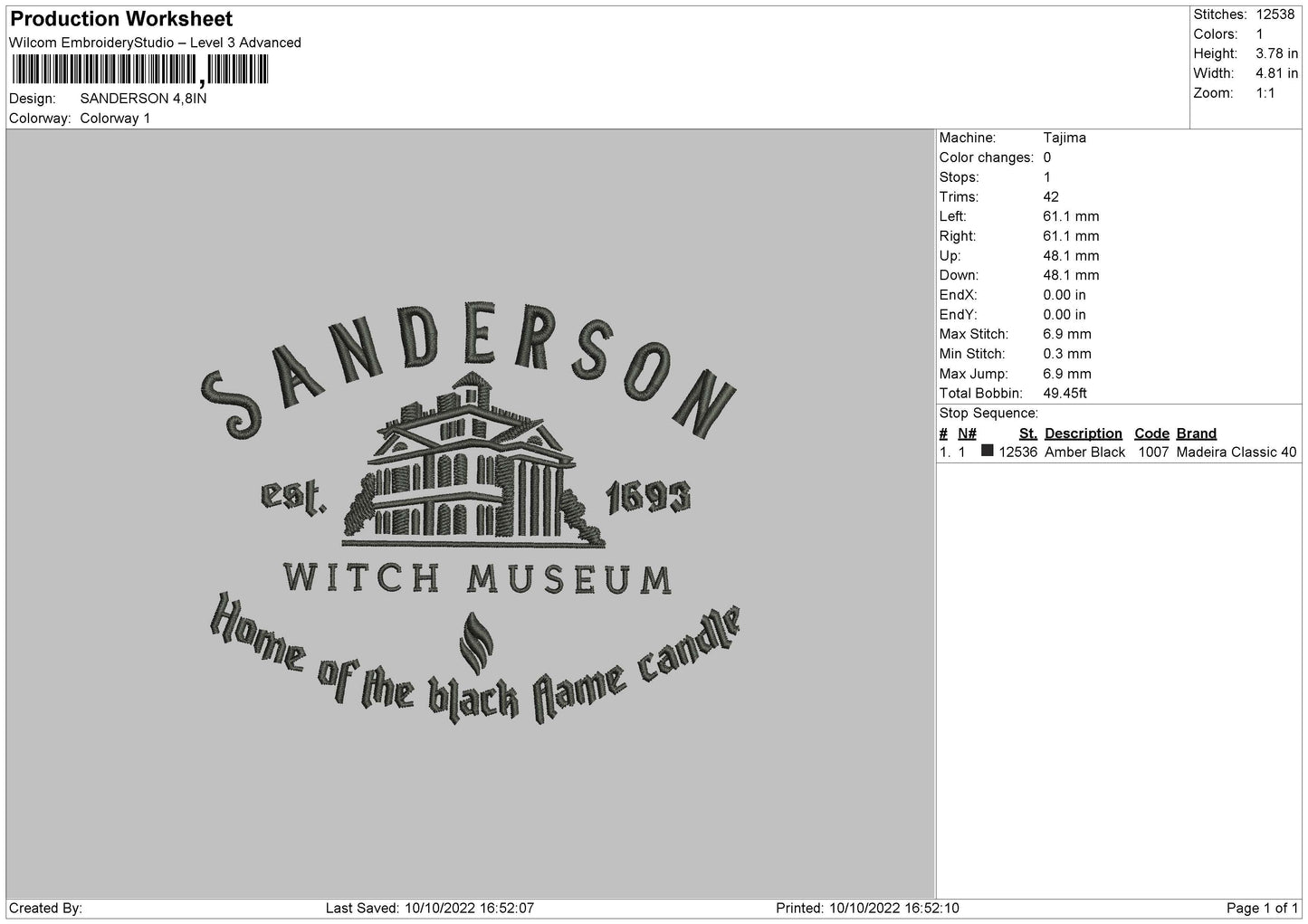 Sanderson Emboidery File 6 sizes