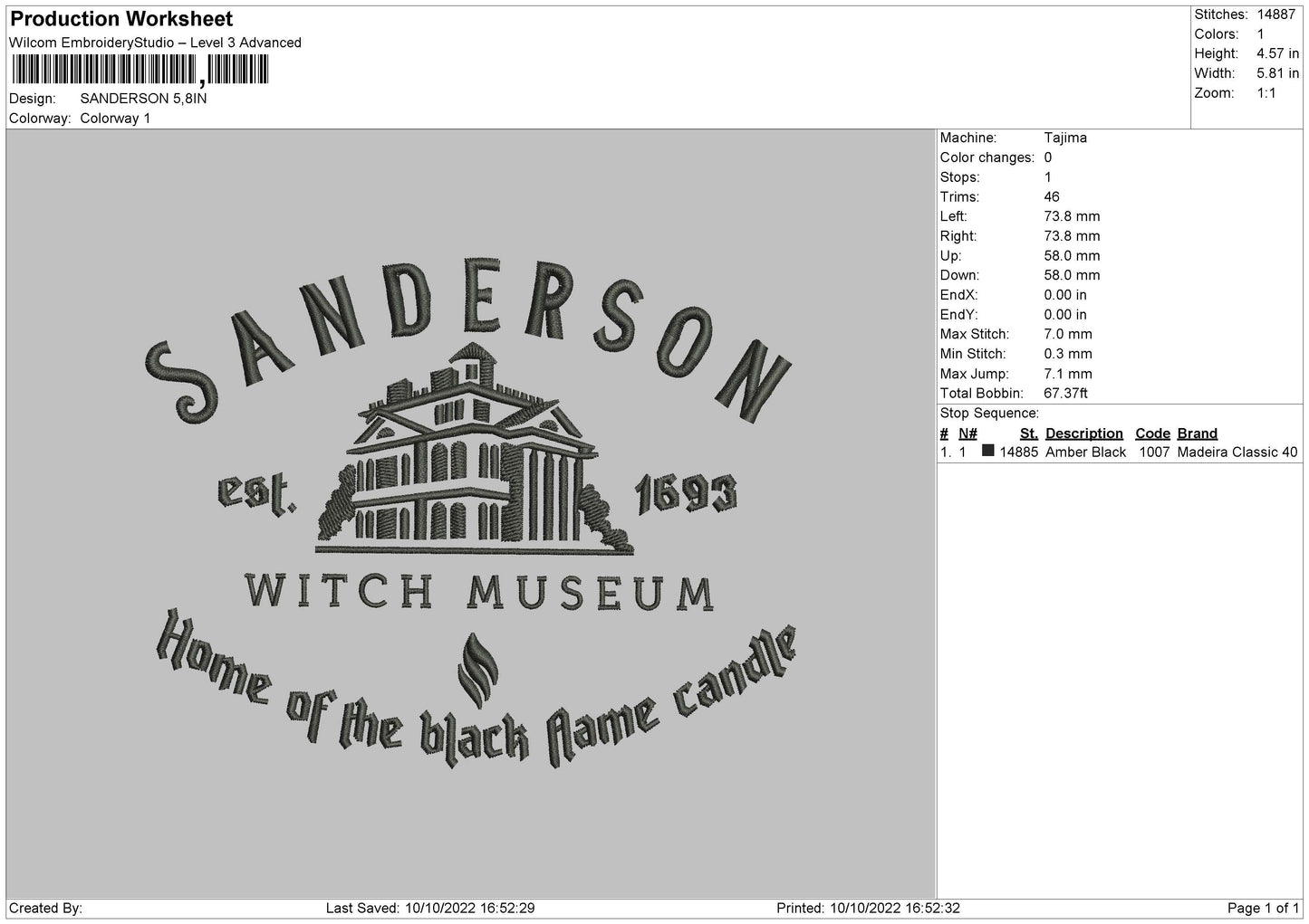 Sanderson Emboidery File 6 sizes