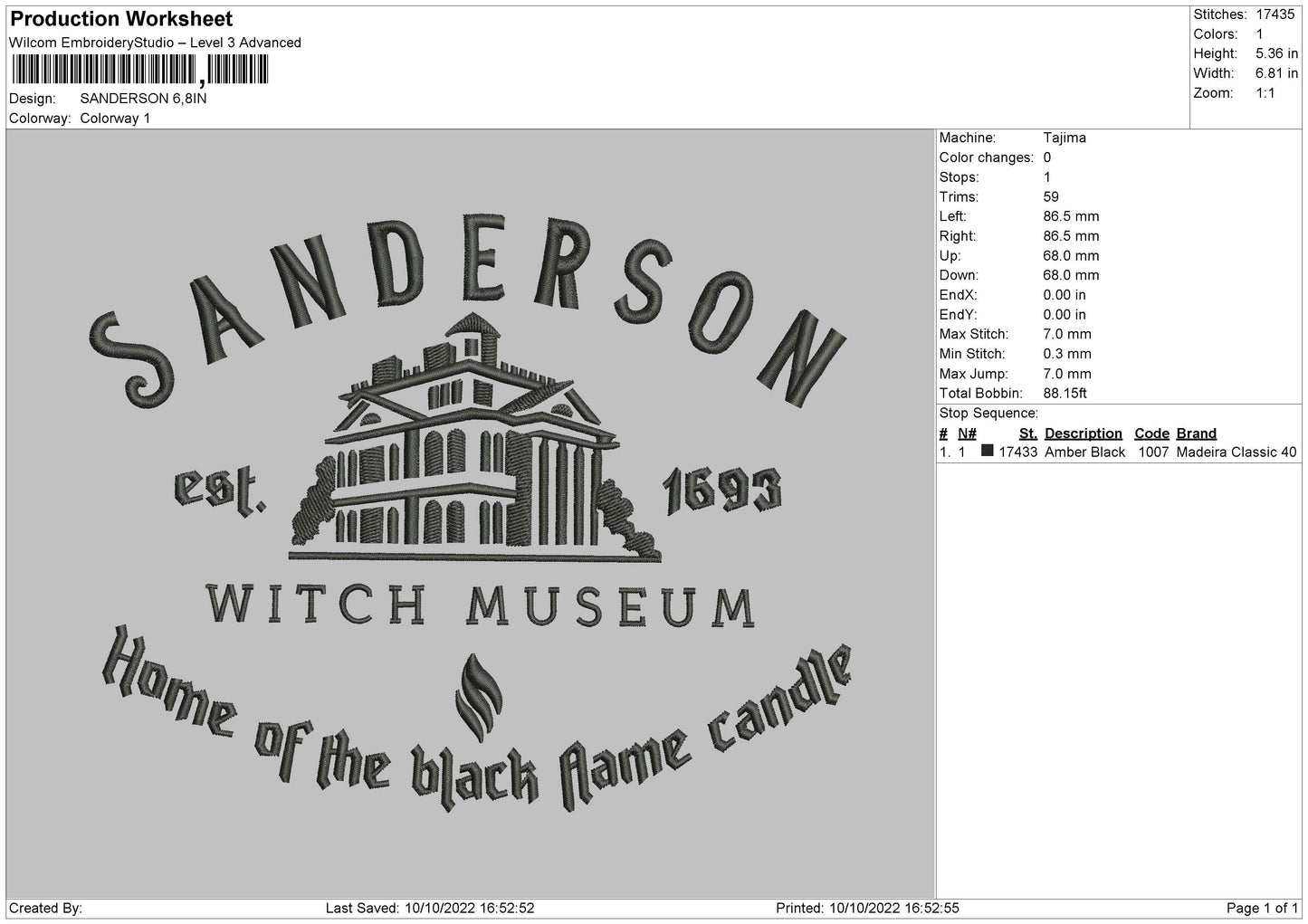 Sanderson Emboidery File 6 sizes