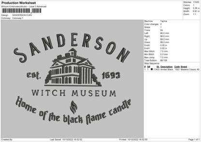 Sanderson Emboidery File 6 sizes