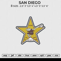SAN DIEGO Embroidery File 6 size