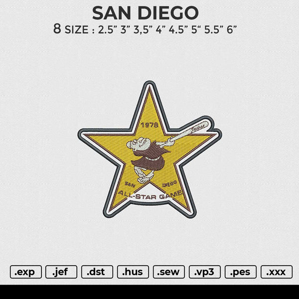 SAN DIEGO Embroidery File 6 size