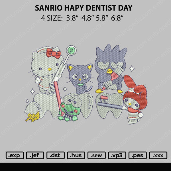 Sanrio Happy Dentist Day Embroidery File 4 size