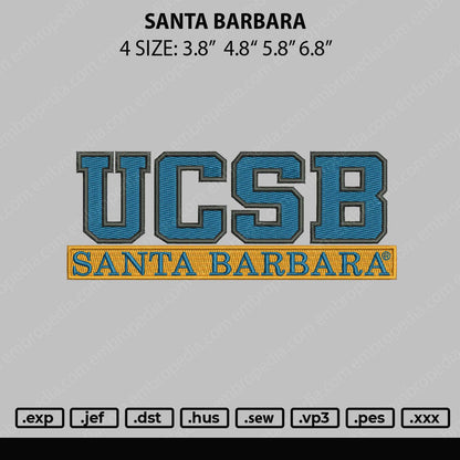 Santa Barbara Embroidery File 4 size